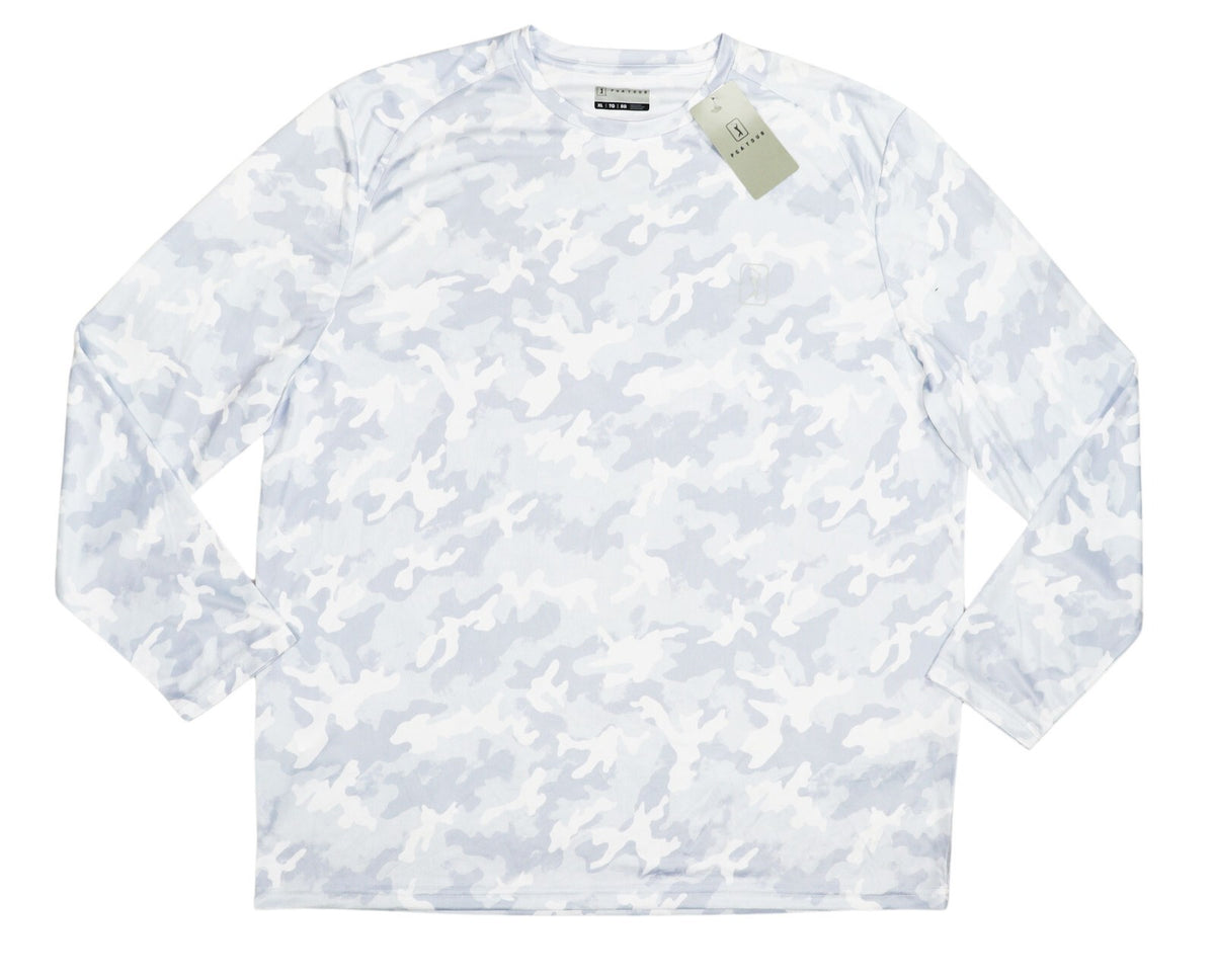 Men's Camo Print Long Sleeve Athletic Shirt - Performance, UV Sun Protection, Lightweight
