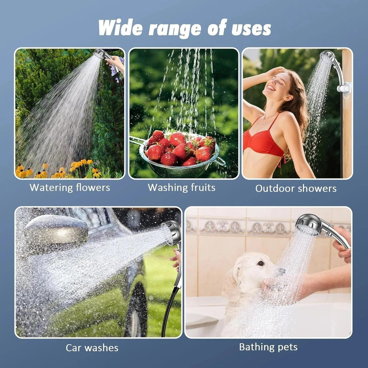 Rechargeable Portable Camping Shower Pump with Adjustable Head