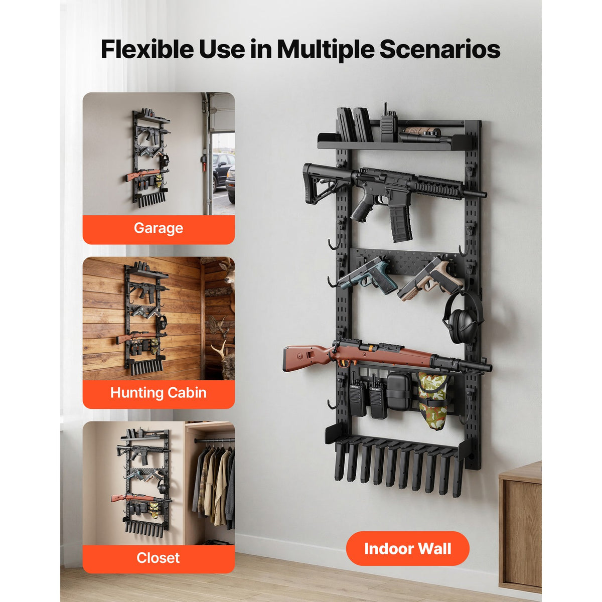 Wall Mount Gun Rack for Rifles and Shotguns – 5 Long Firearms Storage Organizer