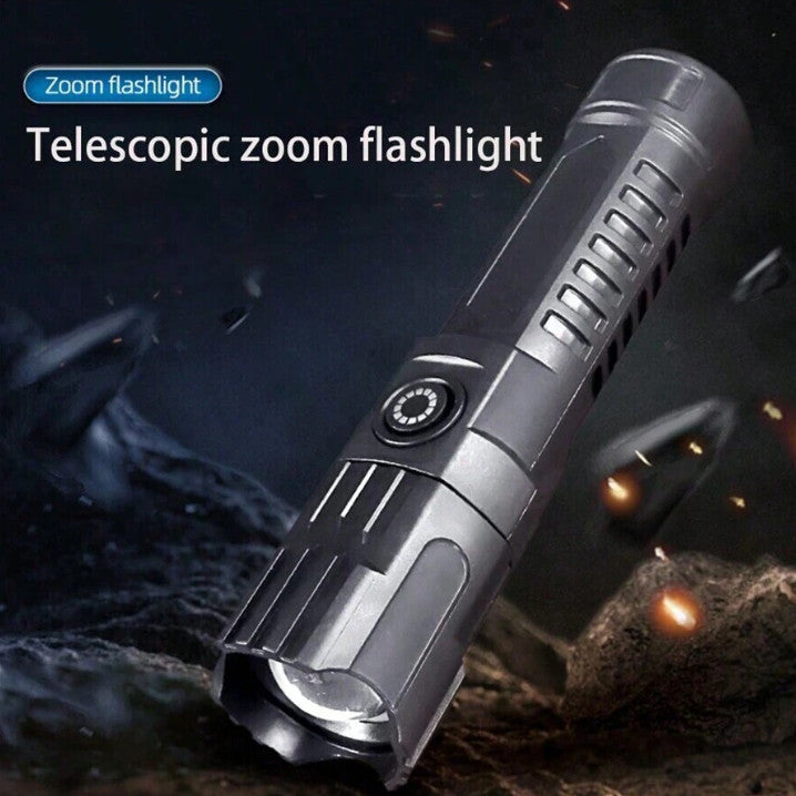 USB Rechargeable Handheld Flashlight with Wide Beam for Outdoor & Emergency Use