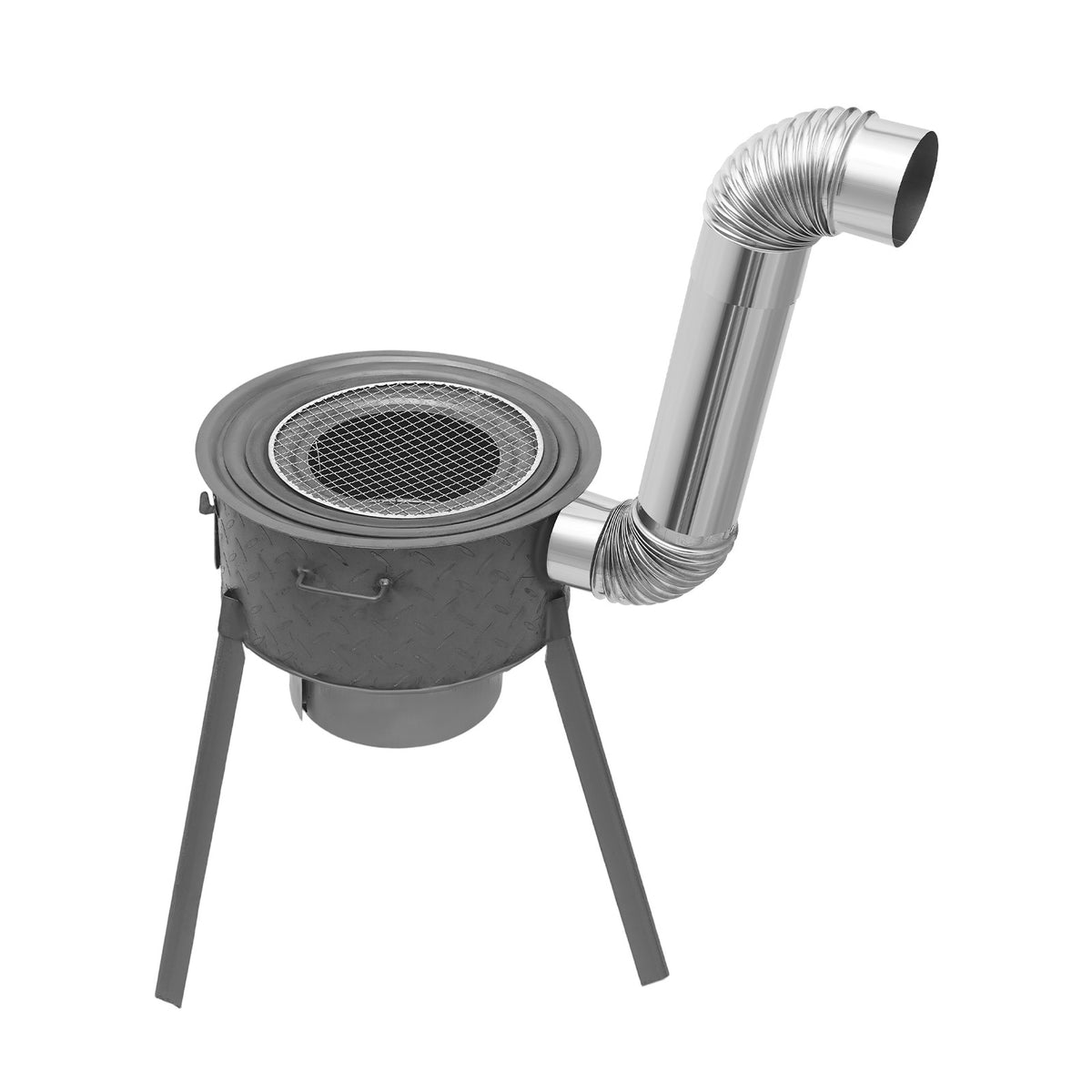 Portable Camping Wood Stove with Wok Rings, Stable Steel Support