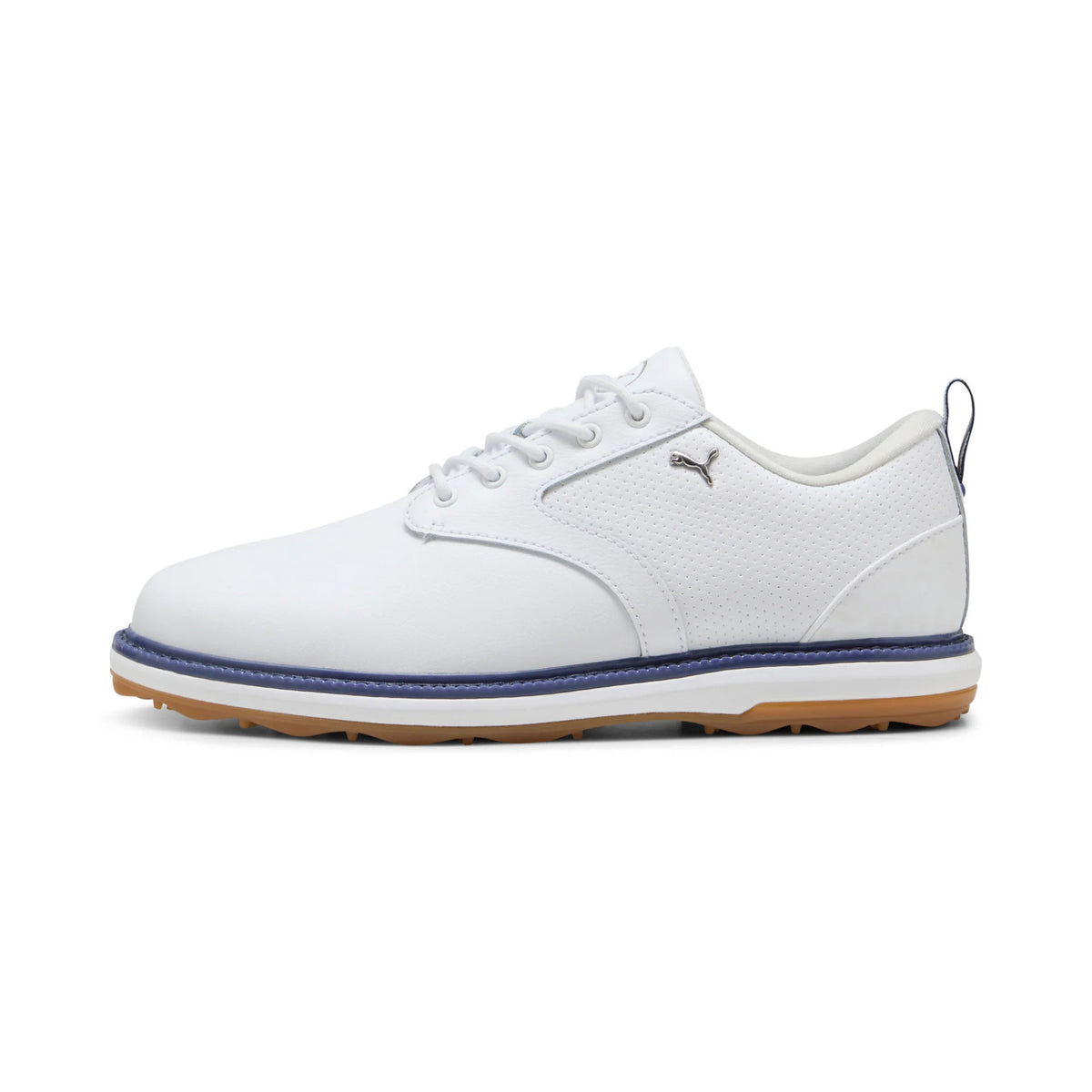 Women's Golf Shoes Spikeless Leather Comfort & Traction - White Blue