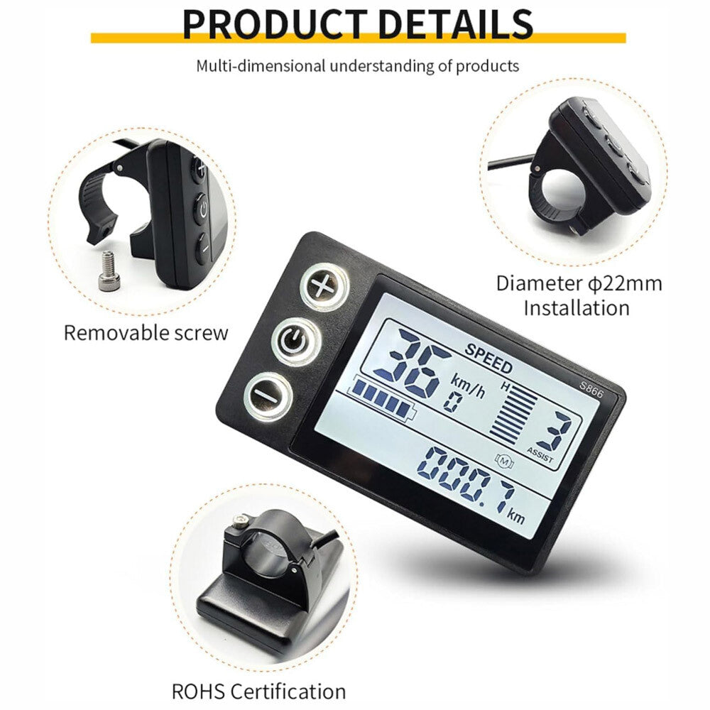 Electric Bike LCD Display 24V/36V/48V Waterproof Segment Meter