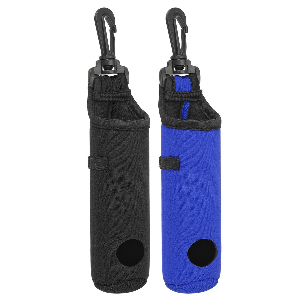 2-Pack Golf Ball Carry Bag Tee Holder Neoprene Pouches with Hook - Black & Blue