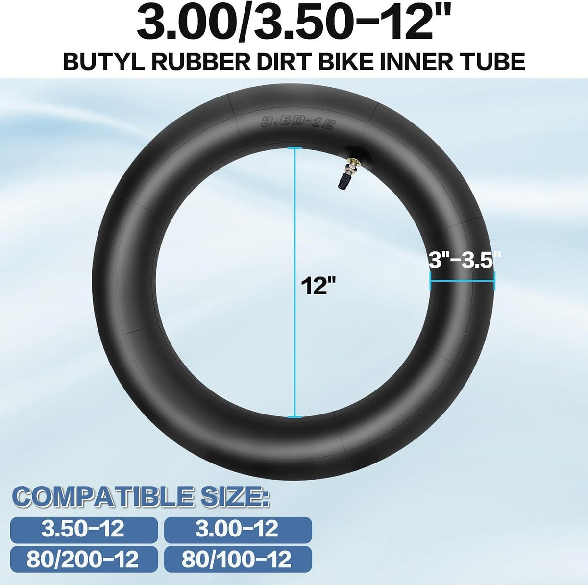 2-Pack 3.00-12 Inch Dirt Bike Inner Tubes for 80/100-12 Tires - Universal Fit