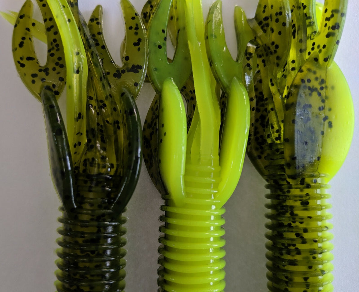 48 Pack 4-Inch Craw Tube Soft Plastic Baits Watermelon Chartreuse Fish Lures - Lake Fork Style