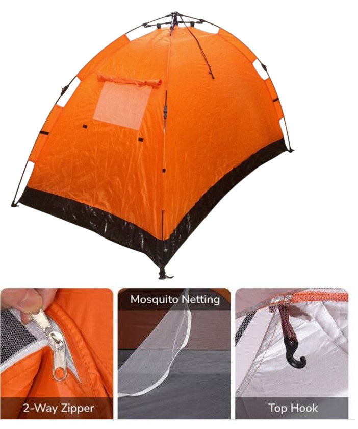 Instant Pop-Up Camping Tent for 1-2 People Lightweight Portable Orange