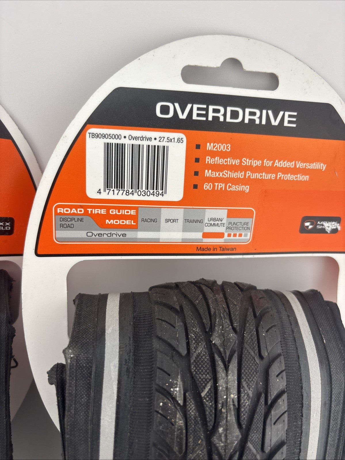 2 Pack 27.5 Inch Bicycle Tires - Maxxis Overdrive 1.65 Width Reflective Road Bike Tires