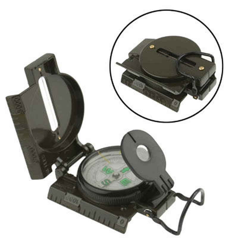 Metal Lensatic Compass Military Style Aluminum Housing Navigation Tool