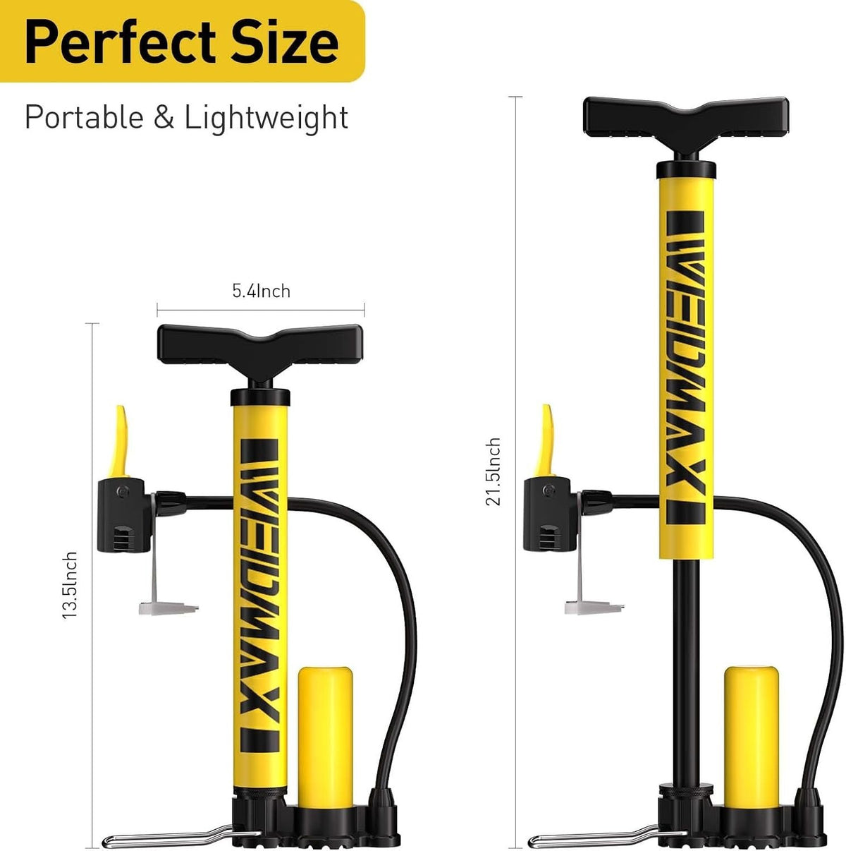 High Pressure Bicycle Floor Pump 160 PSI with Gauge and Dual Valves