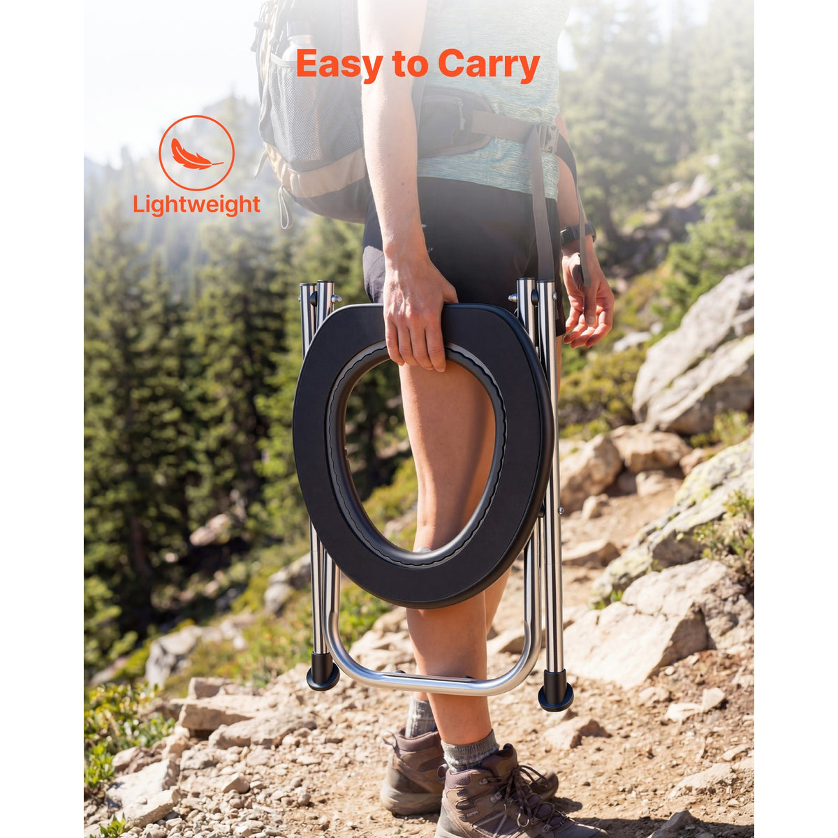 Portable Folding Toilet Chair 350 lbs Capacity for Camping Travel & Emergency Use
