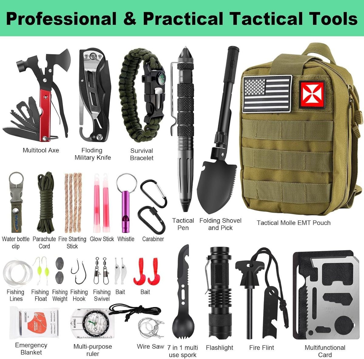 262PCS Emergency Survival Kit with First Aid and Outdoor Tools