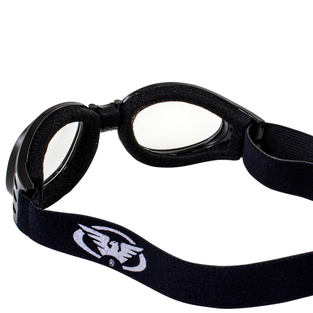 Foldable Motorcycle Goggles with Clear Lens Black Padded UV400 Protection