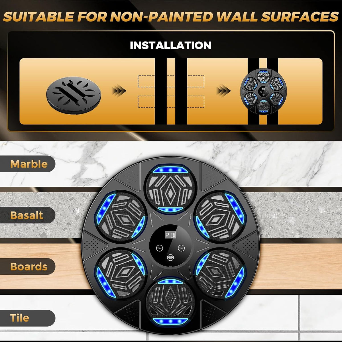 Wall Mounted Bluetooth Boxing Machine with Gloves - Interactive Punching Pad