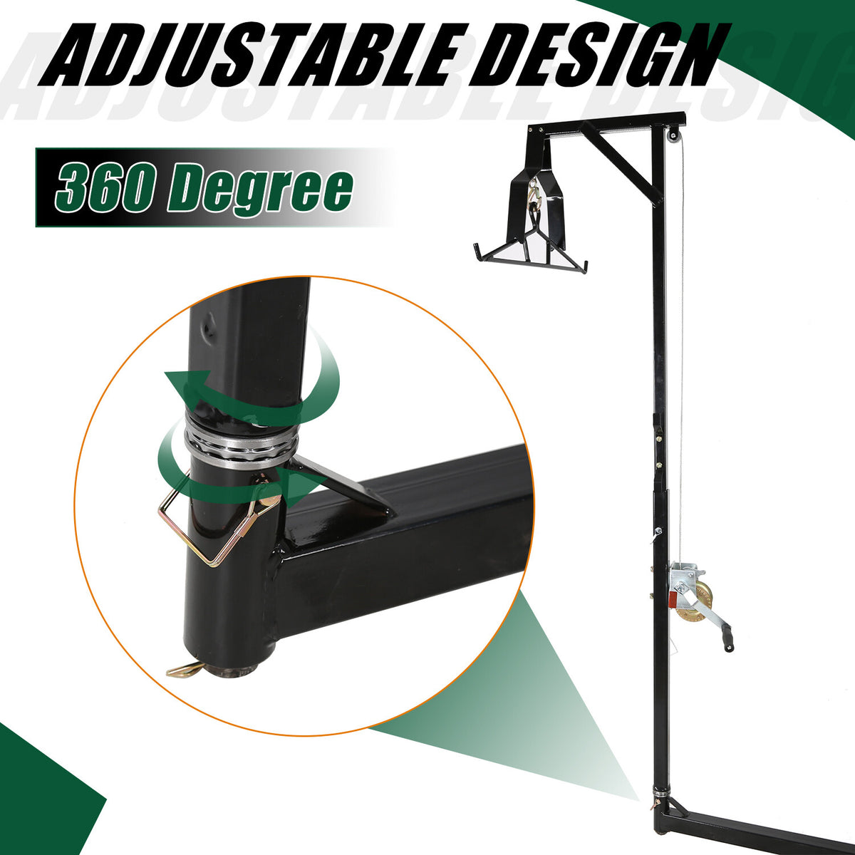 600LB Hitch Mount Deer Game Hoist Winch with Gambrel for Big Game Processing
