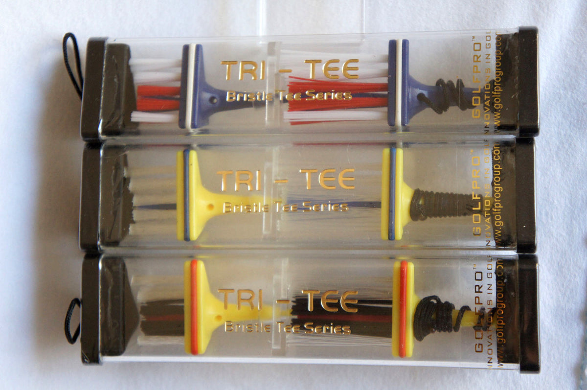 Golf Tri-Tee Bristle Brush Tees - 2.75 Inch Optimal Contact Driver/Wood (16 Pack)