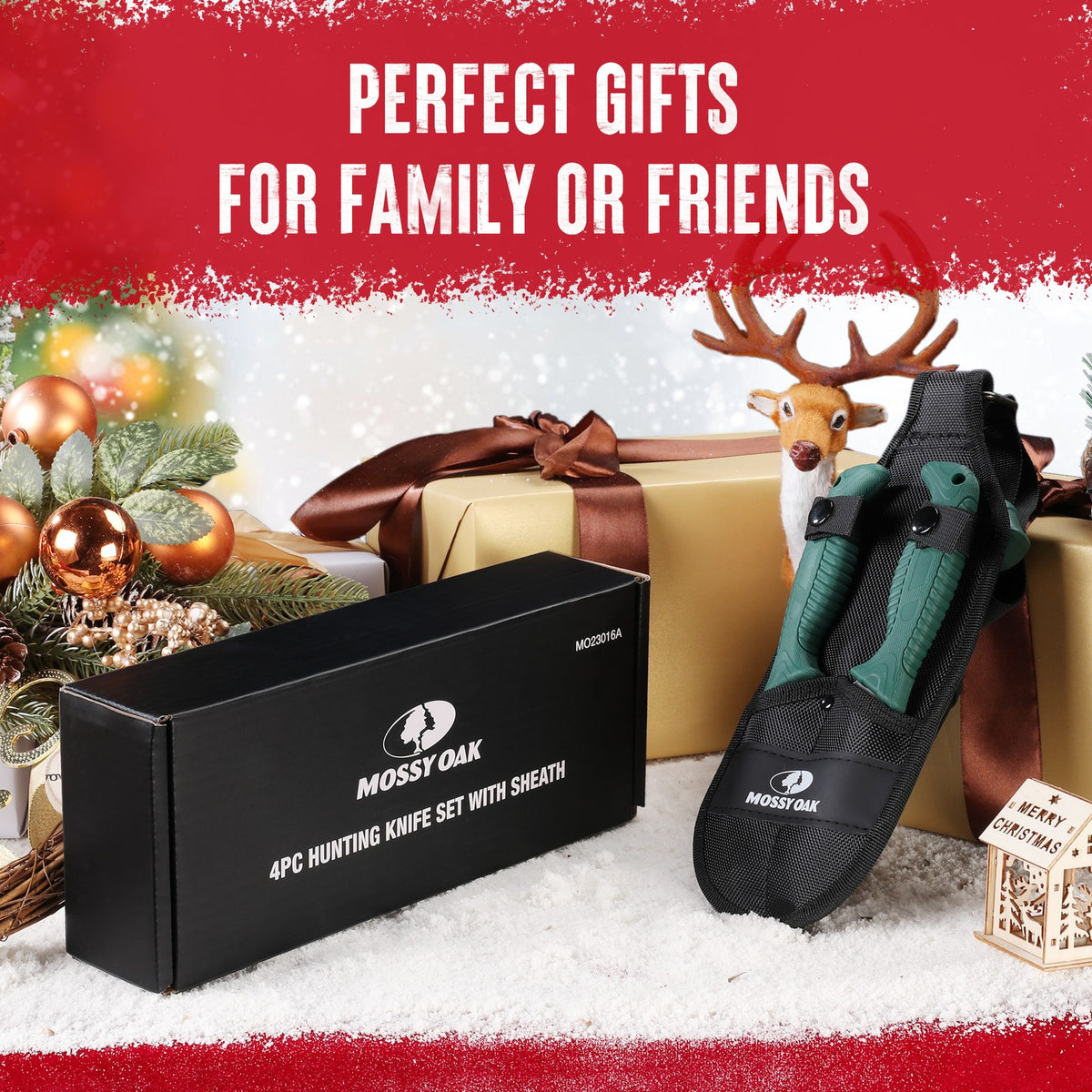 Hunting Field Dressing Kit 4-Piece Knife Set with Portable Sheath for Game Processing