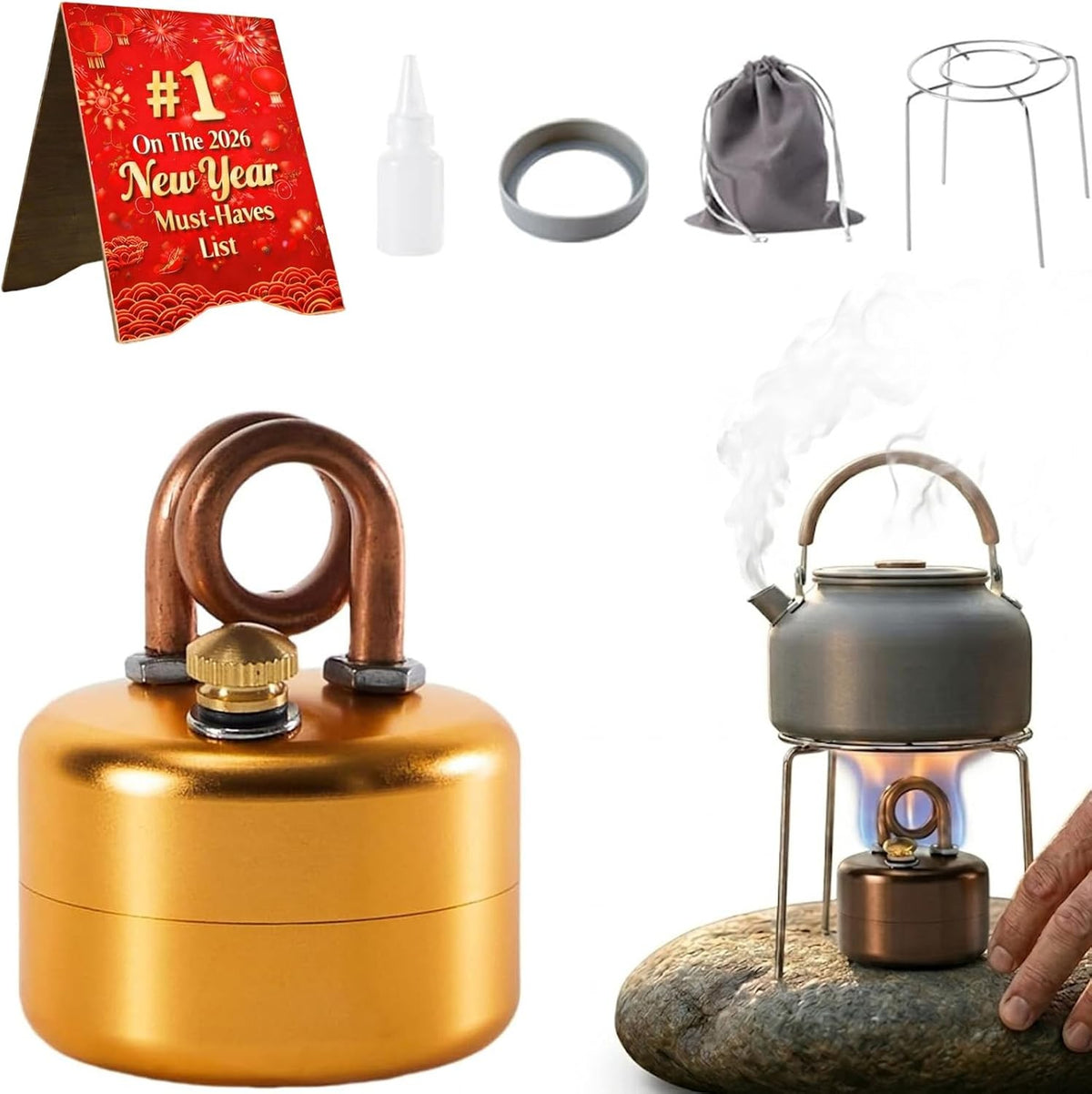 Mini Alcohol Camping Stove Lightweight Brass & Aluminum Spirit Burner Kit