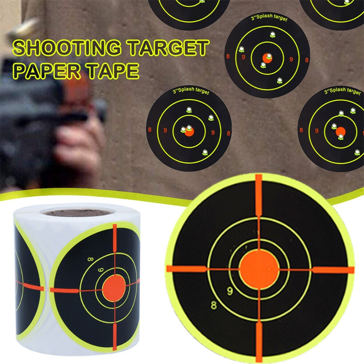 250Pcs Fluorescent Shooting Target Stickers Self-Adhesive Paper for Range Practice