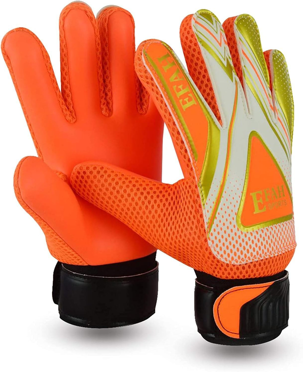 Kids Soccer Goalkeeper Gloves Size 4 - Anti-Slip Breathable Orange