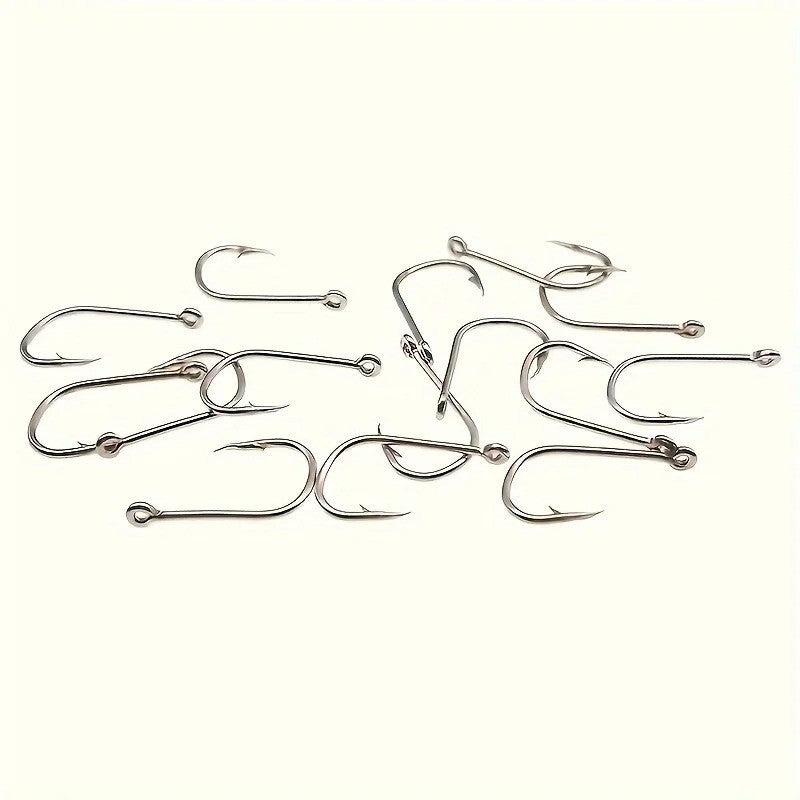 100PCS Stainless Steel Carbon Fishing Hooks with Loop Sharp Durable Tackle