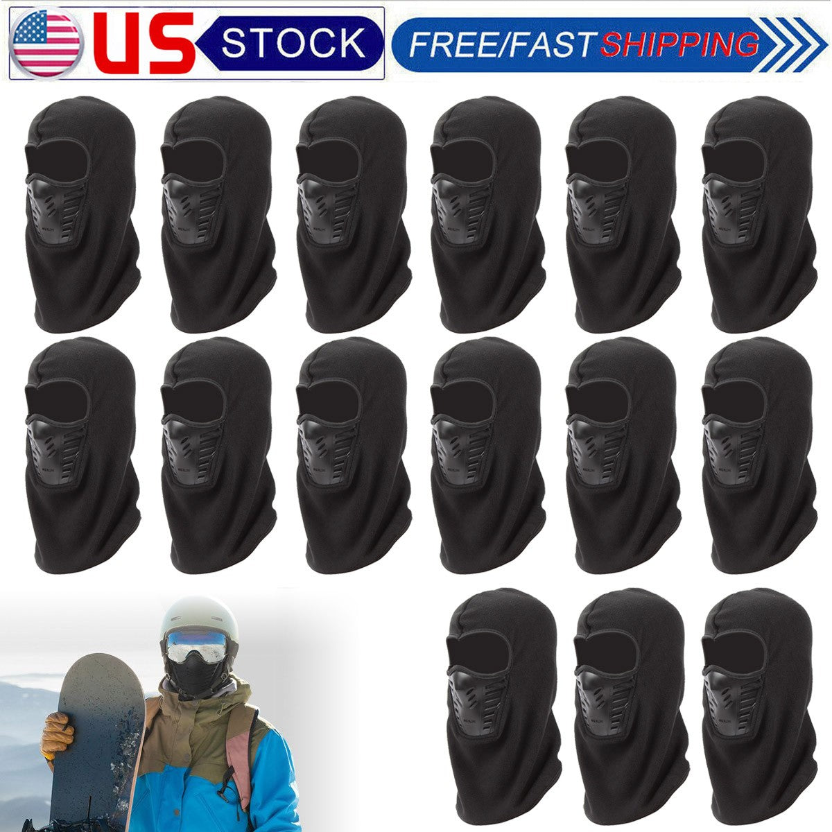 Full Face Ski Mask Balaclava Windproof Fleece Neck Warmer for Cold Weather