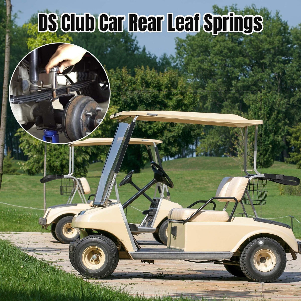 Heavy Duty Rear Leaf Spring Kit for Club Car DS Golf Cart - 3-Leaf Suspension Replacement