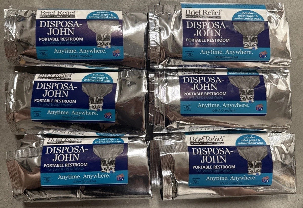 Disposable Urinal Bags Pack of 6 Portable Restroom Emergency Use