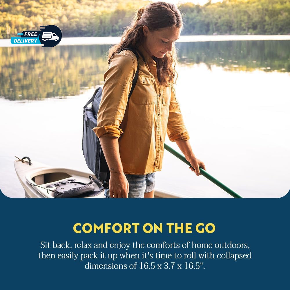 Adjustable Canoe Seat with Back Support - Lumbar Support & Mesh Pocket