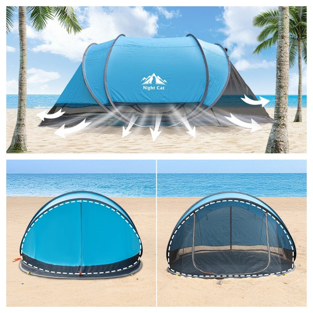 Portable Pop-Up Beach Tent Sun Shelter UPF 50+ for Family, 2-4 People