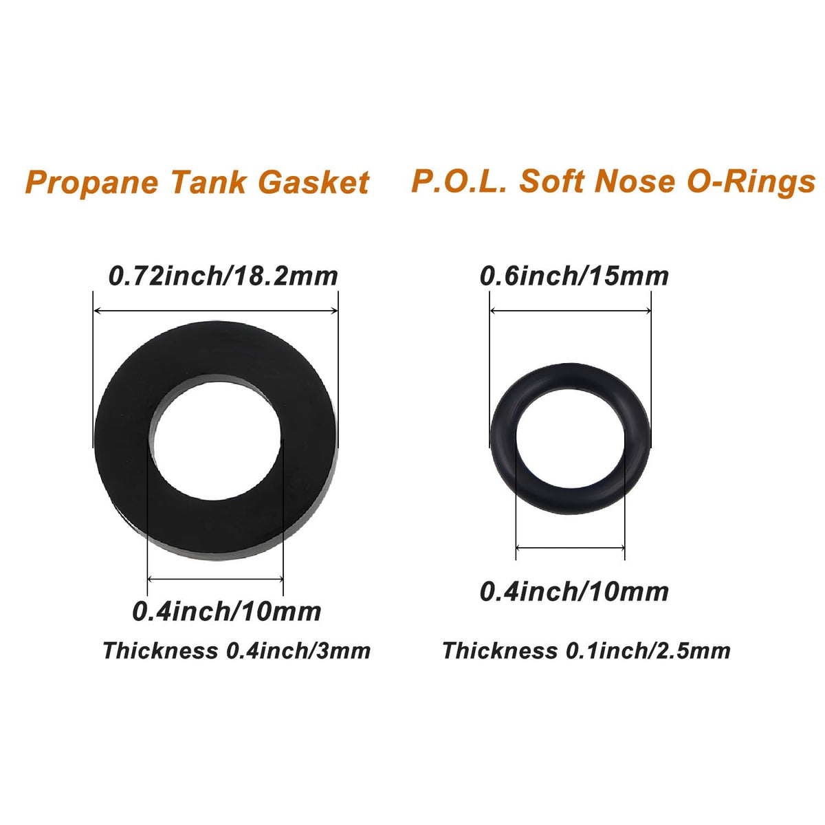 15Pcs Propane Tank Gasket and O-Rings Set for Soft Nose P.O.L. Black