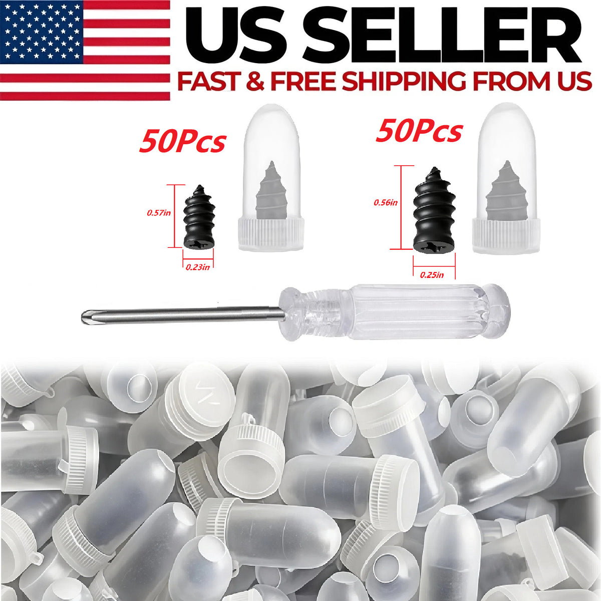 100Pcs Tire Repair Rubber Nails Kit with Screwdriver for Puncture Fix