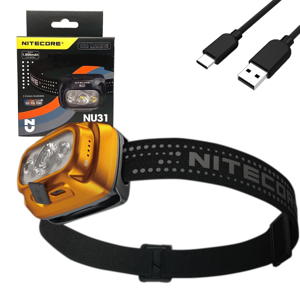 NITECORE NU31 Headlamp 550 Lumens USB-C Rechargeable Outdoor Light