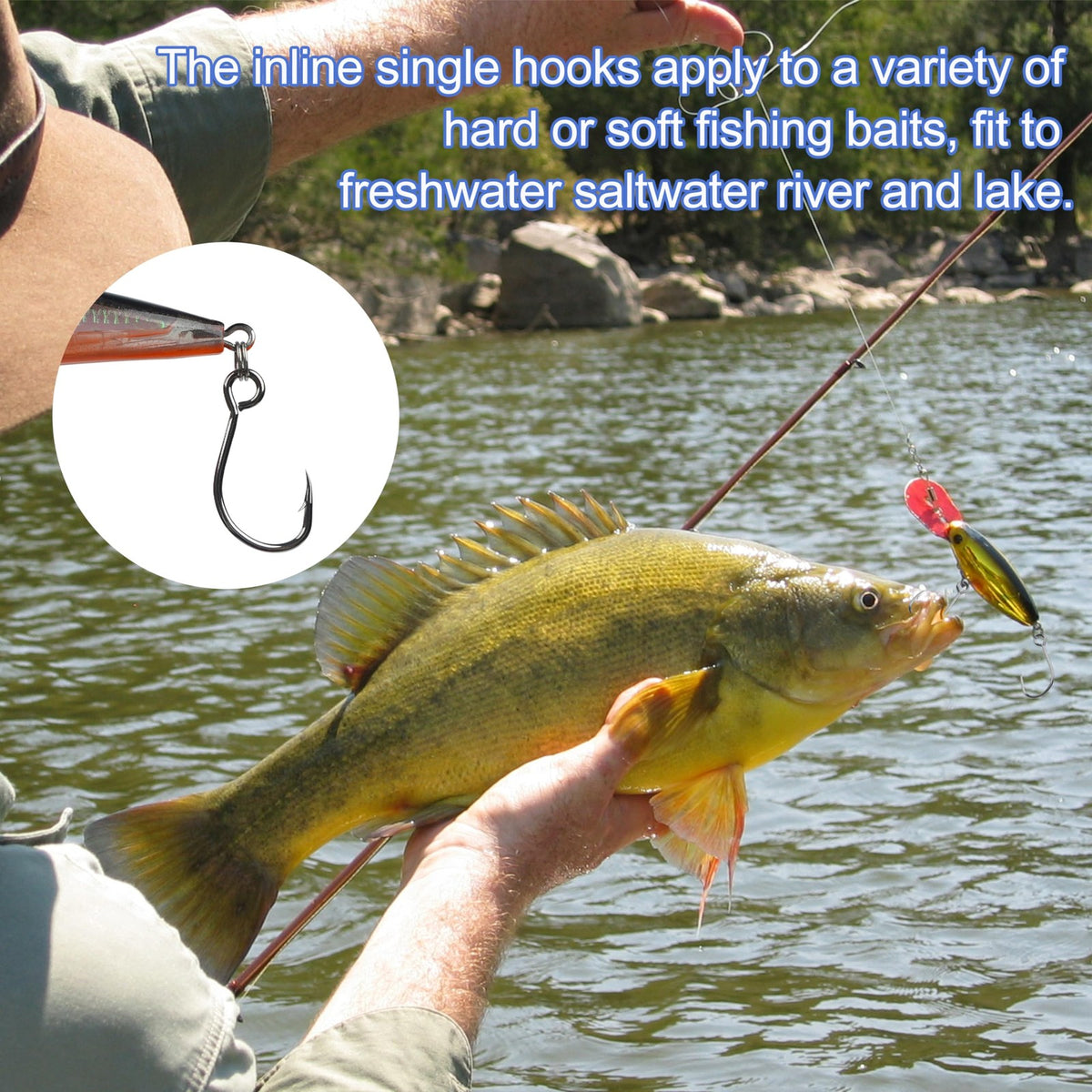 150pcs Inline Fishing Hooks Kit with Split Rings for Saltwater & Freshwater Lures