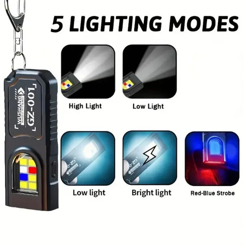 Mini LED Keychain Flashlight USB Rechargeable Waterproof Emergency Torch
