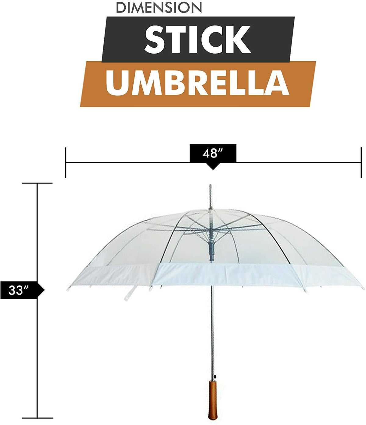 Clear 48-Inch Rip-Resistant Rain Umbrella with Auto Open & Water-Repellent Material