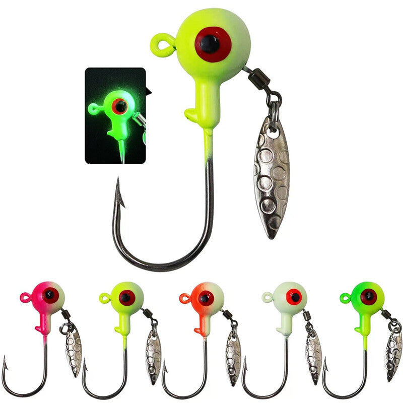 Fishing Jig Heads with Willow Blade - 20pcs Lead Hooks for Bass Crappie