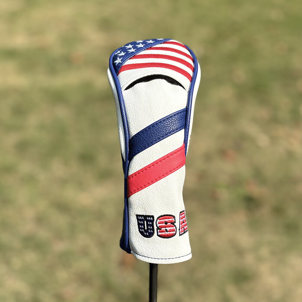 Golf Club Head Cover Set with USA Flag Design for Driver, Fairway, Hybrid