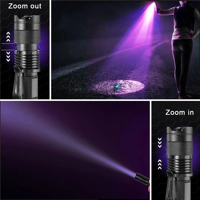 UV Black Light Flashlight 365nm 395nm Detects Pet Urine Fluorescent Inks