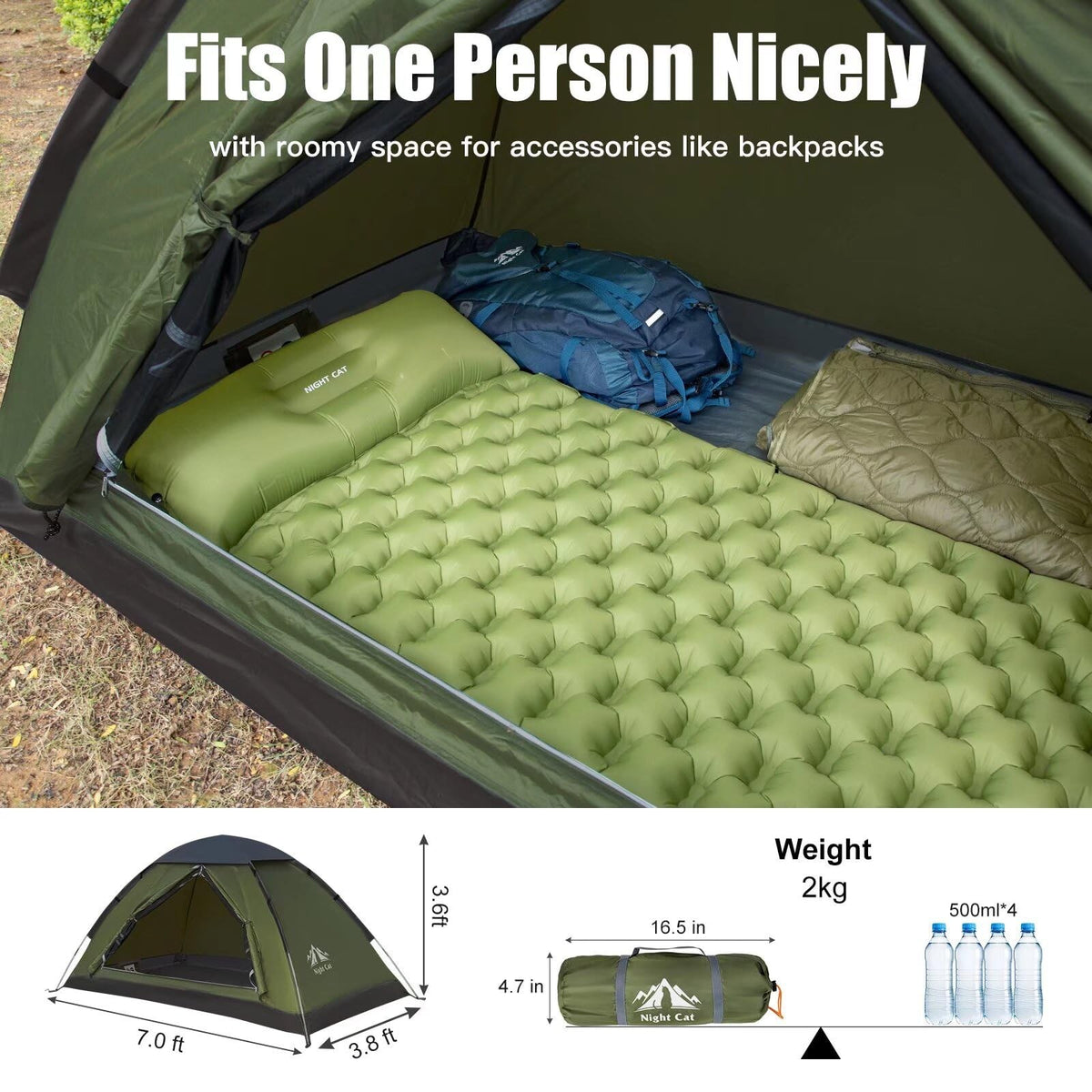 Lightweight Waterproof Backpacking Tent for 1-2 Persons - Easy Setup, Compact & Rainproof