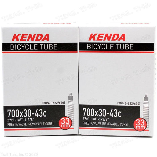 2-Pack Kenda 700x30/43 27x1-1/8-1-3/8" Presta Bike Inner Tubes - Threaded Valve