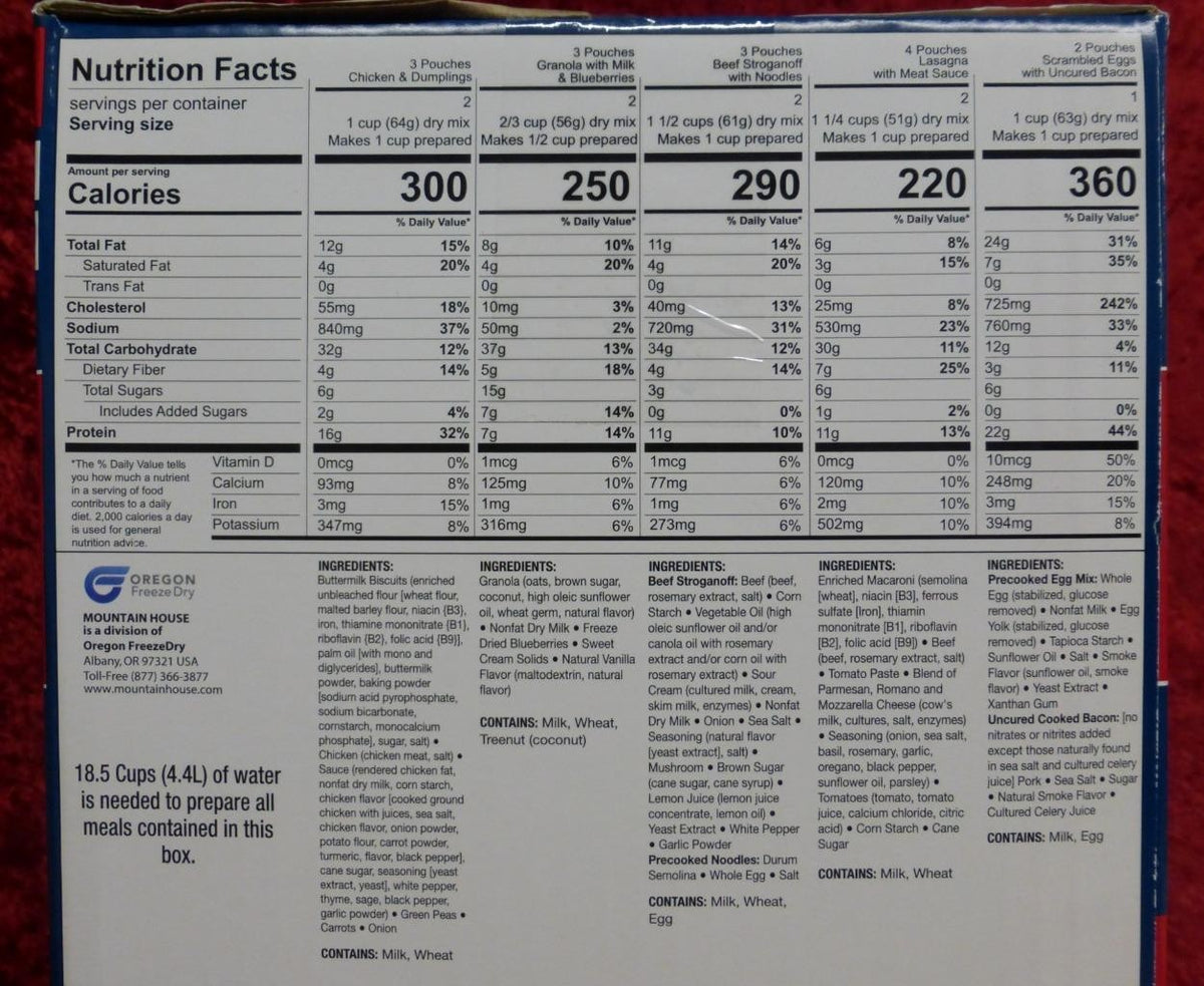 Mountain House Emergency Freeze Dried Food Supply 28 Servings Box