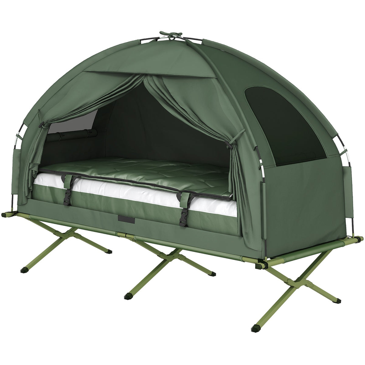 Outdoor Camping Tent Cot with Air Mattress and Sleeping Bag - Portable, Elevated Bed Set