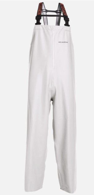Commercial Fishing Bib Pants Waterproof Workwear - White & Orange