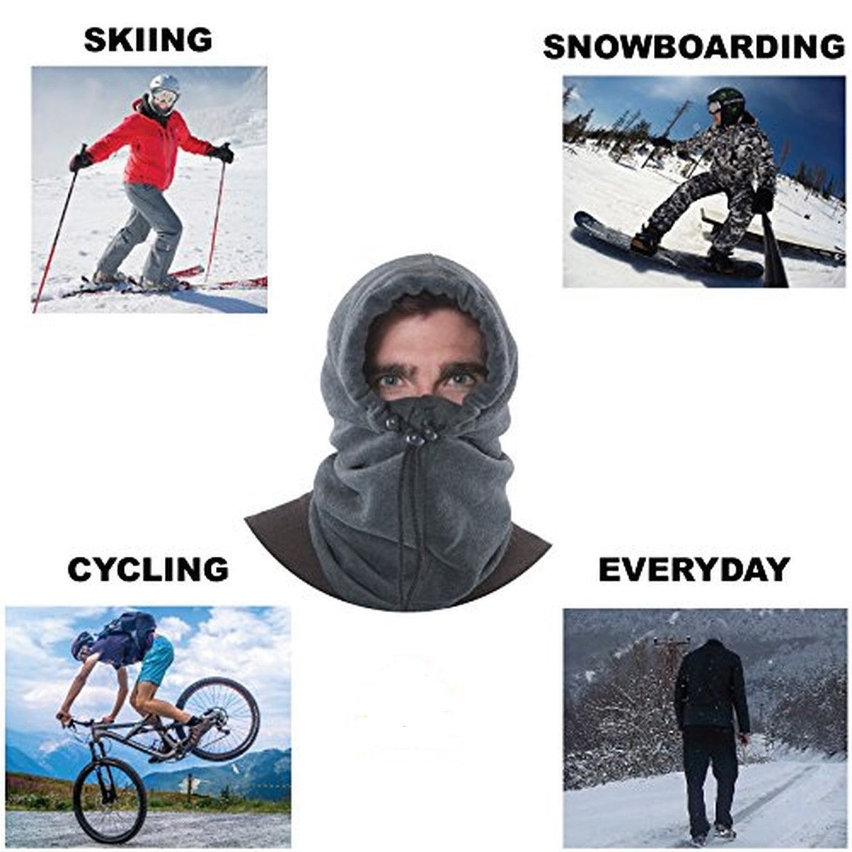 4-in-1 Fleece Neck Warmer Gaiter Balaclava All-Weather Face Mask