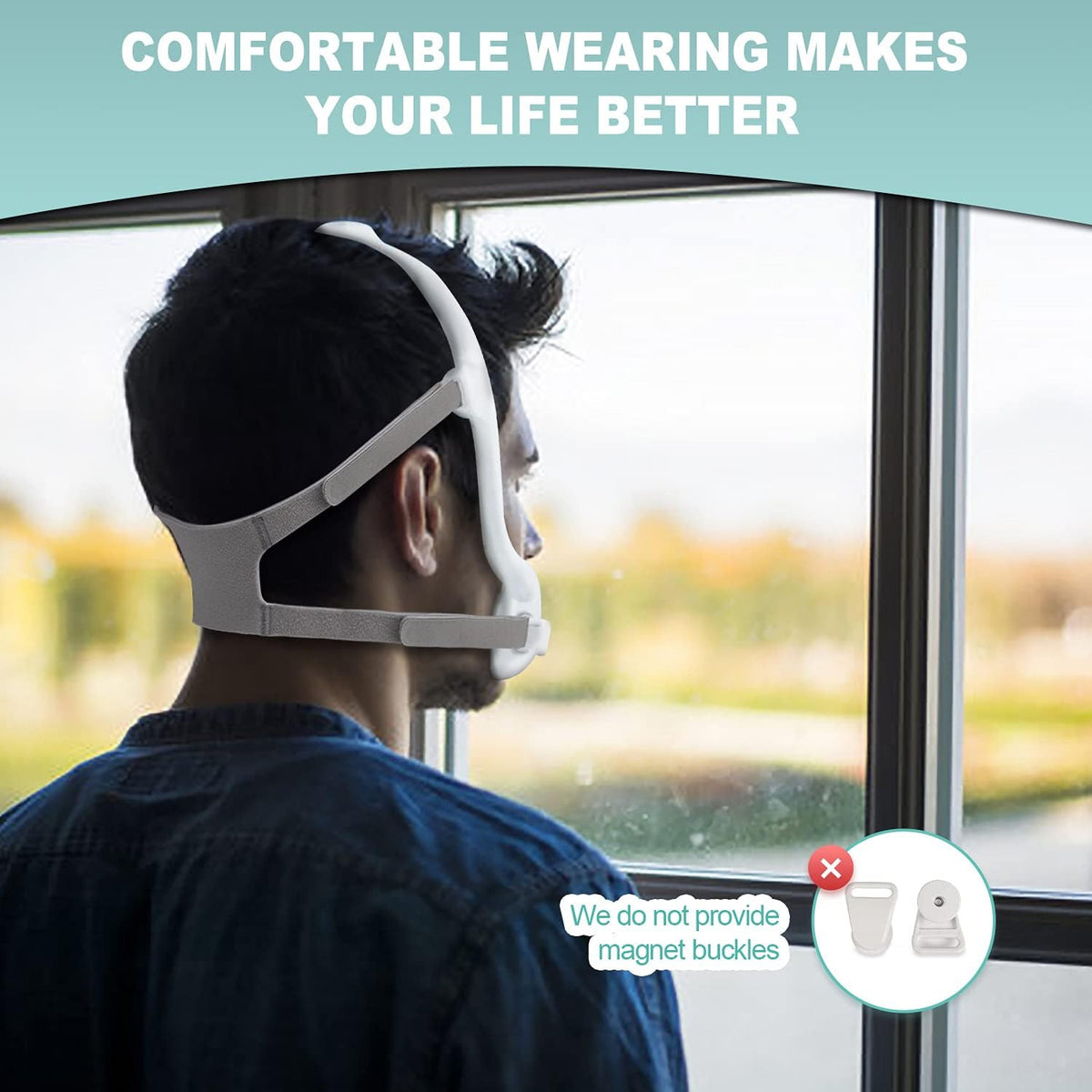 2 Pack CPAP Headgear for Dreamwear - Adjustable, Non-Slip, Comfortable