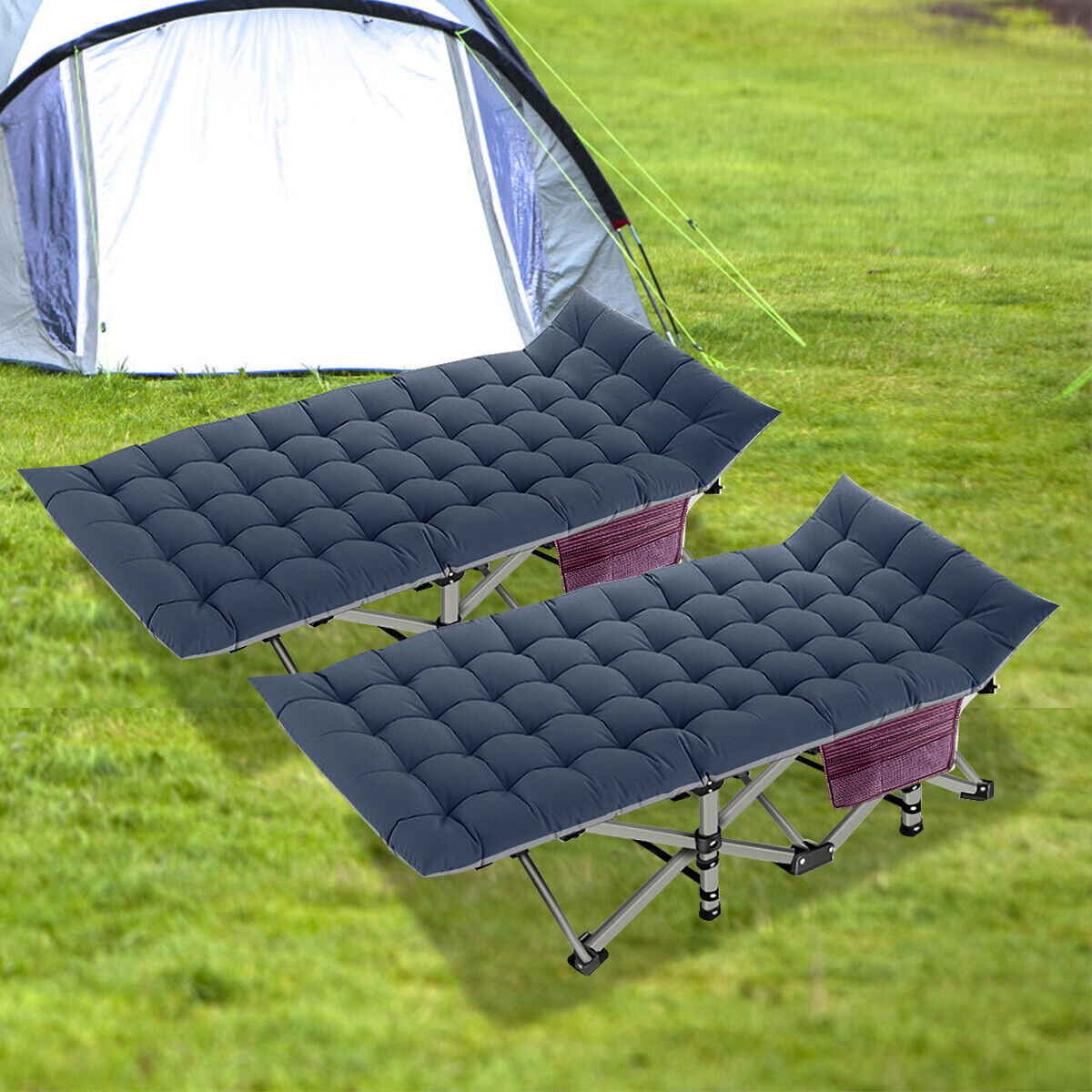 Heavy Duty Portable Camping Cot Bed for Adults - Foldable & Support Up to 600 lbs