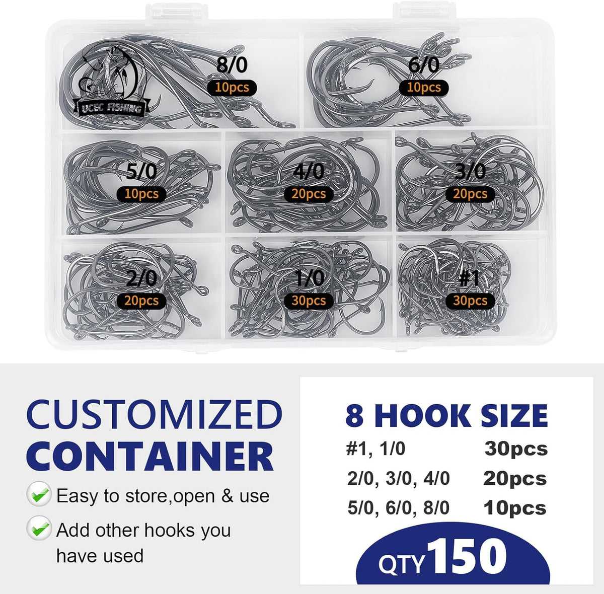 Saltwater Circle Hooks Fishing Hooks 2X Strong Offset Sharp Point - Black