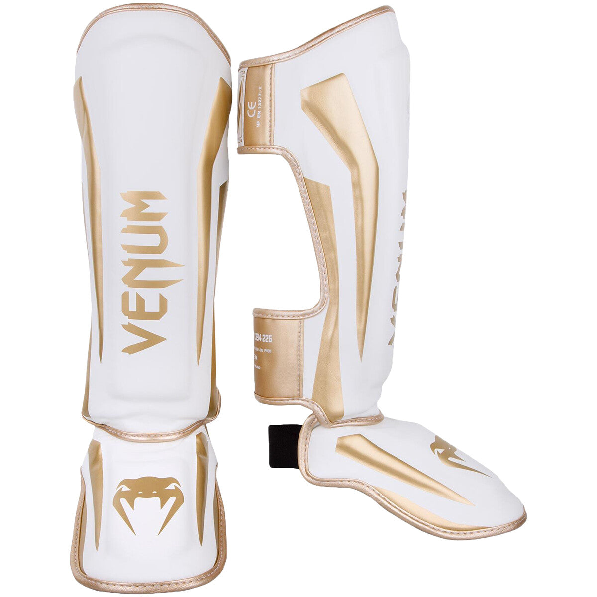 Lightweight Shin Guards with Hook and Loop Closure - White Gold, Multiple Sizes