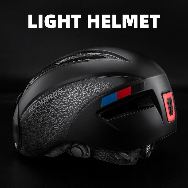 Cycling Helmet with Magnetic Goggles and Rear LED Light - One Size